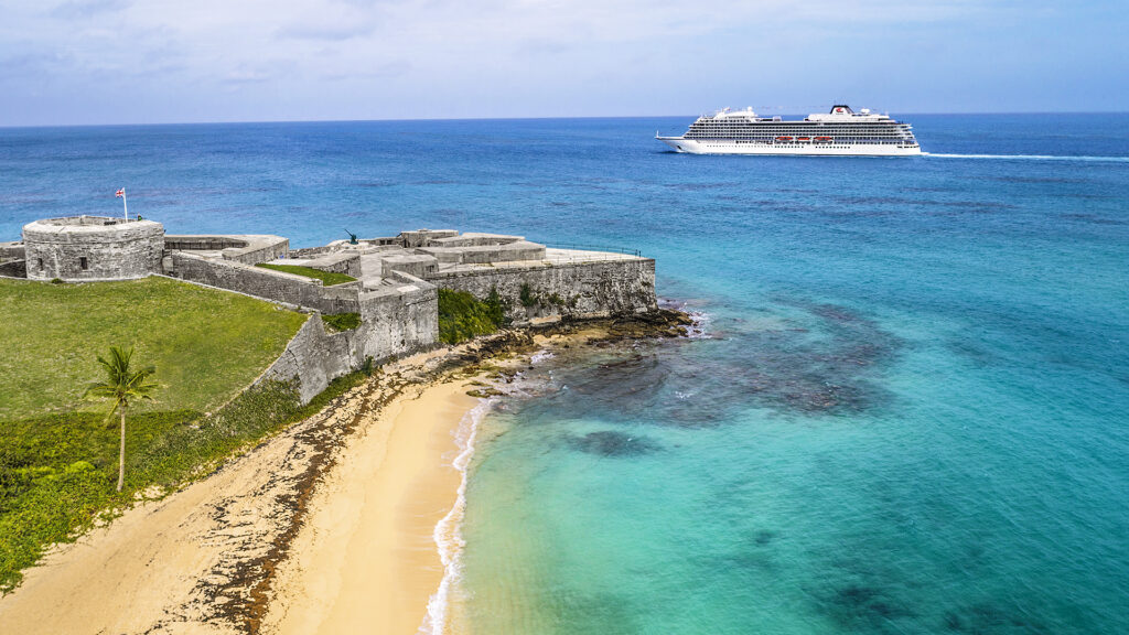 Viking Ocean Ship near Fort St Catherine Bermuda